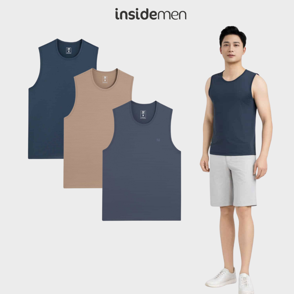 [MUA 2 GIẢM 5%] Áo Tanktop Nam Polyamide thông thoáng mềm mịn đàn hồi 4 chiều Insidemen ITL019MAH0