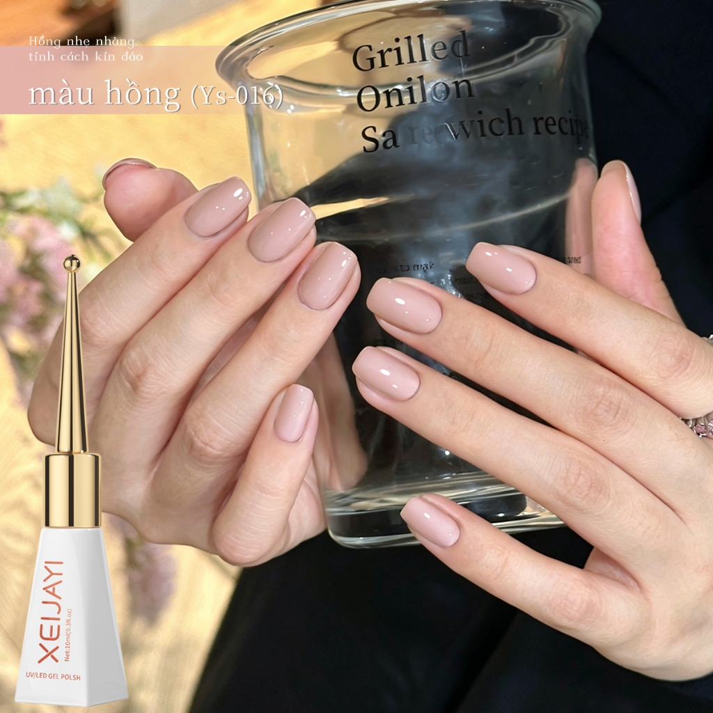 XEIJAYI 10ml - Sơn móng tay dạng gel màu hồng nude nhạt, độ bóng lâu trôi, phù hợp với mọi tông da.