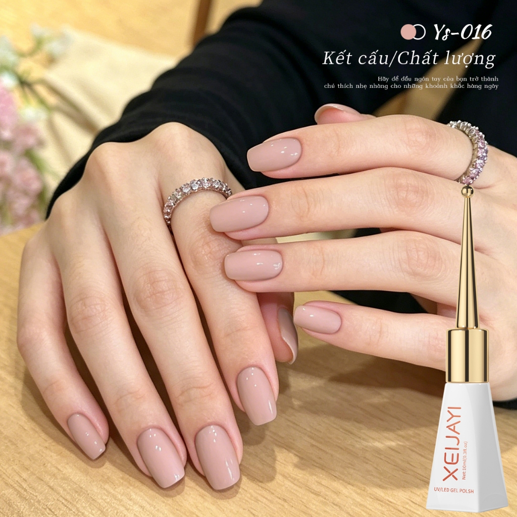 XEIJAYI 10ml - Sơn móng tay dạng gel màu hồng nude nhạt, độ bóng lâu trôi, phù hợp với mọi tông da.