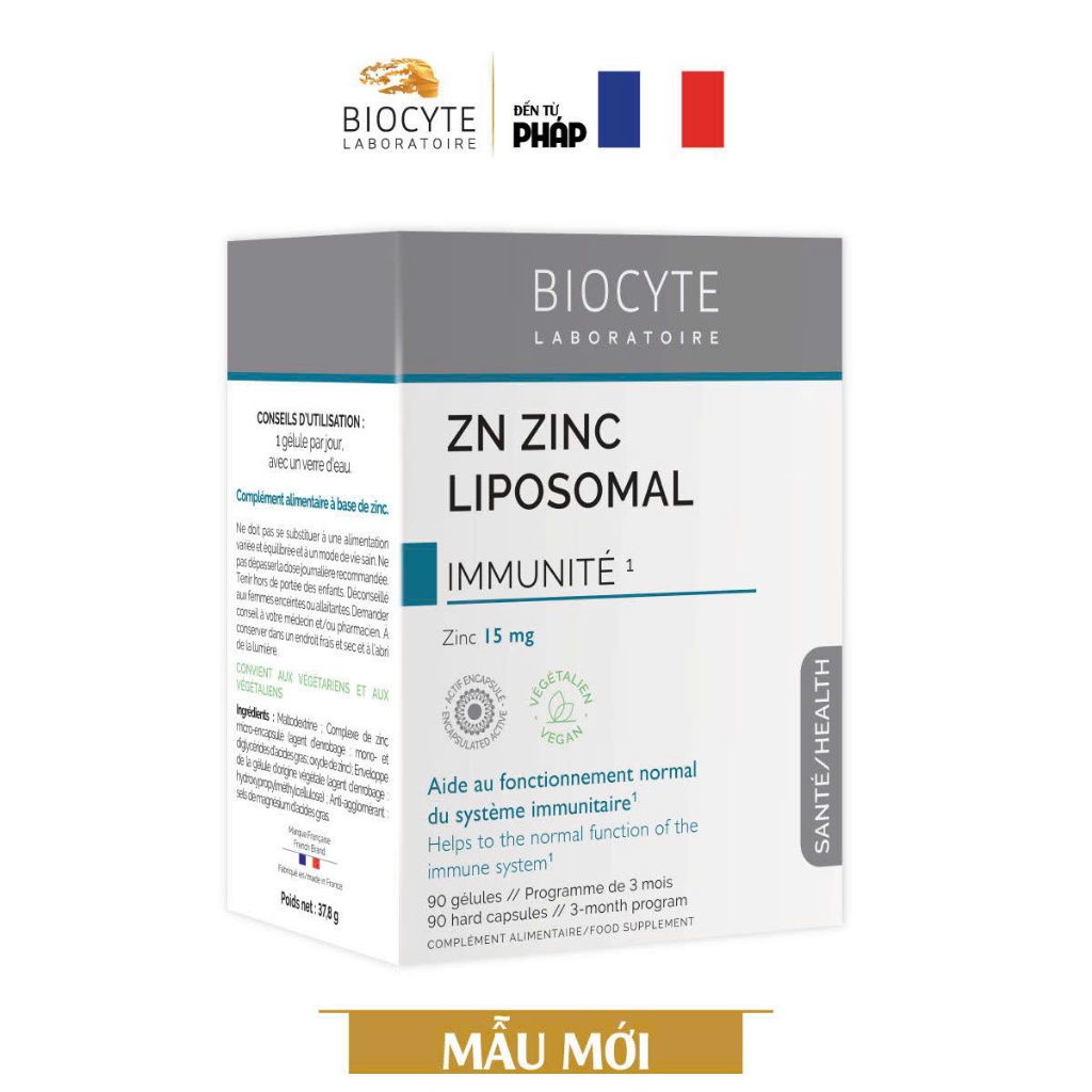 TPBVSK Kẽm Zn Zinc Liposomal - Biocyte của Pháp hộp 90 viên