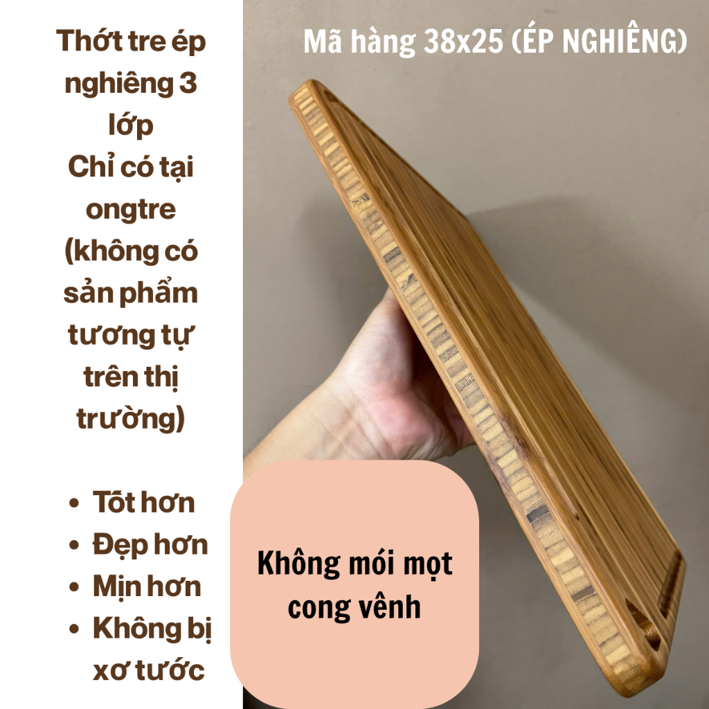 Thớt Tre ONGTRE Chữ Nhật & Tròn Cao Cấp, Thớt Chặt, Thớt Thái - Kháng Khuẩn, Không Mùn, Bền Đẹp, An Toàn Thực Phẩm