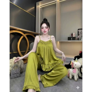 Đồ Bộ ngủ quần dài lụa Latin mặc nhà thoải mái dễ thương freesize 54kg - cn172