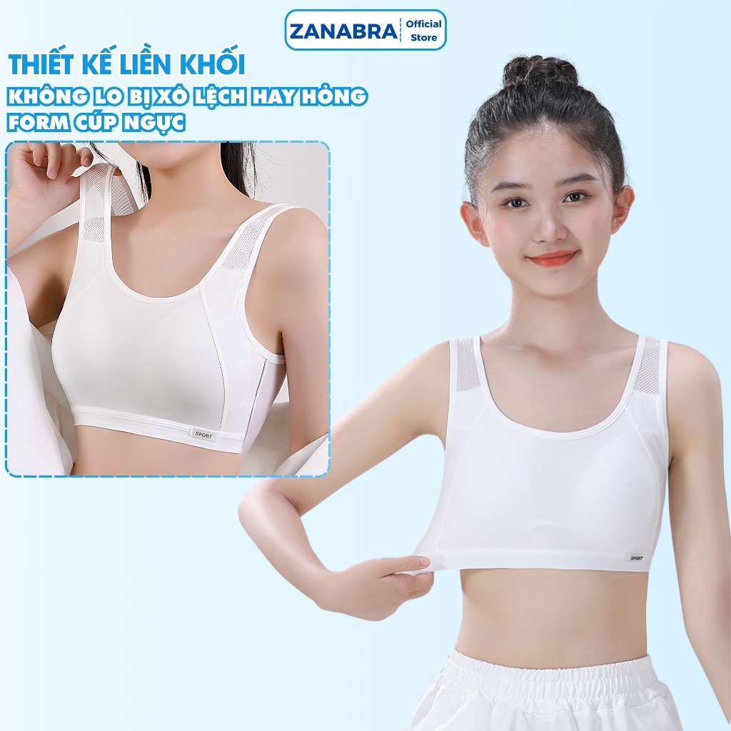 Áo bra nữ, áo lót học sinh thể thao lưng phối lưới mỏng nhẹ thoáng mát ZANABRA A611