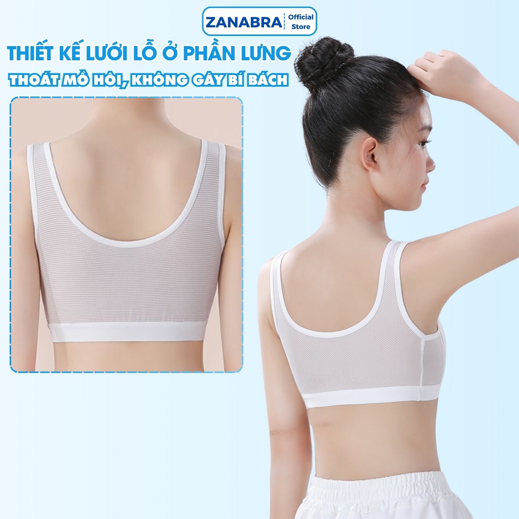 Áo bra nữ, áo lót học sinh thể thao lưng phối lưới mỏng nhẹ thoáng mát ZANABRA A611