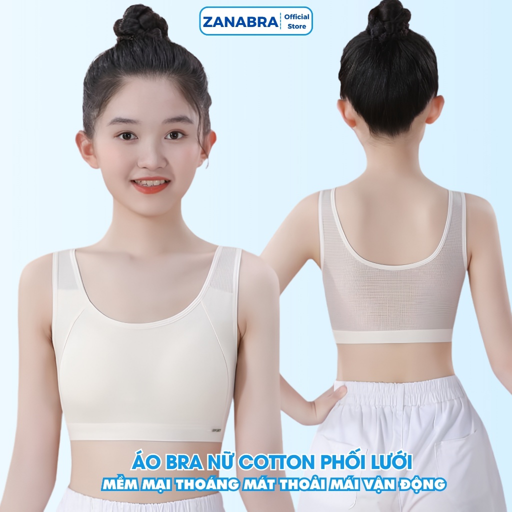 Áo bra nữ, áo lót học sinh thể thao lưng phối lưới mỏng nhẹ thoáng mát ZANABRA A611
