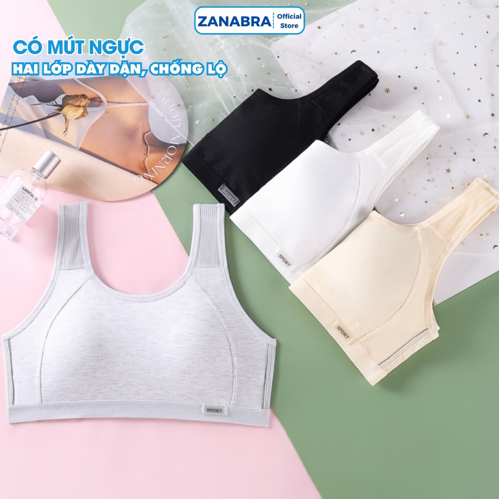 Áo bra nữ, áo lót học sinh thể thao lưng phối lưới mỏng nhẹ thoáng mát ZANABRA A611