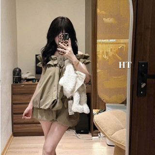 Set Bộ Đồ Nữ Gió Phồng 2 Lớp Áo Trễ Vai Chạy Bèo Gấu Phồng Mix Quần Váy Bí Dáng Ngắn