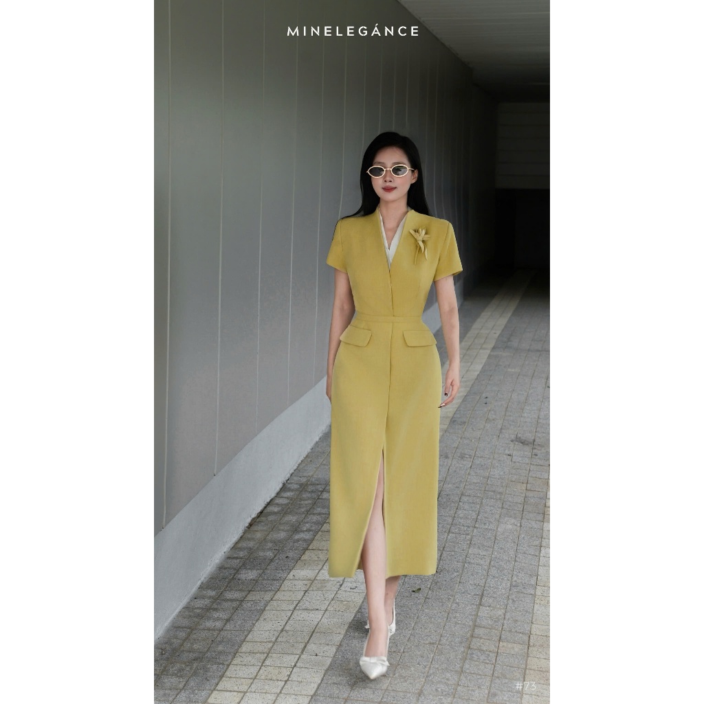 MINELEGÁNCE | ĐẦM CỔ TIM DÁNG DÀI THANH LỊCH, CÔNG SỞ - MIN73