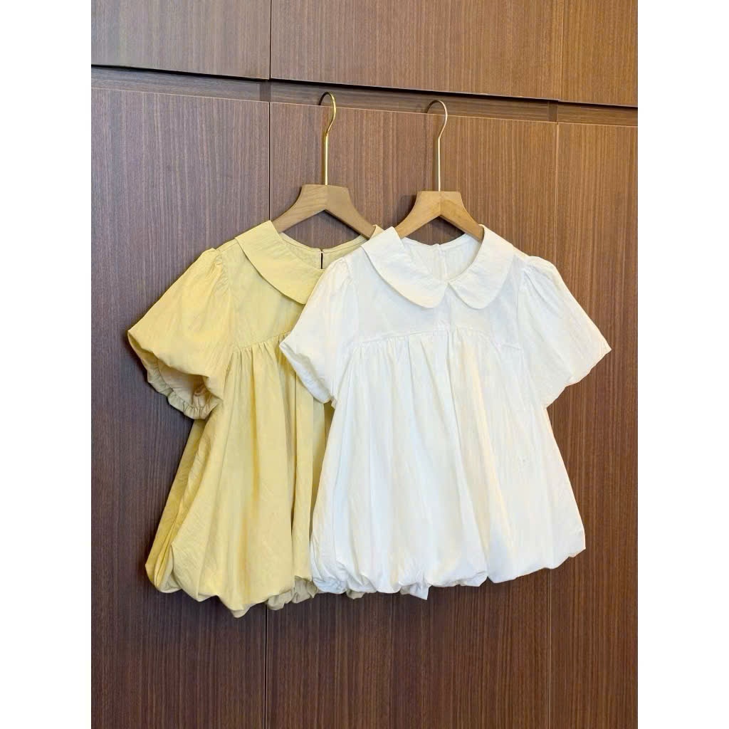(ẢNH GUCAR) Áo babydoll gió su mềm cổ sen dáng bí tay bồng hàng loại 1