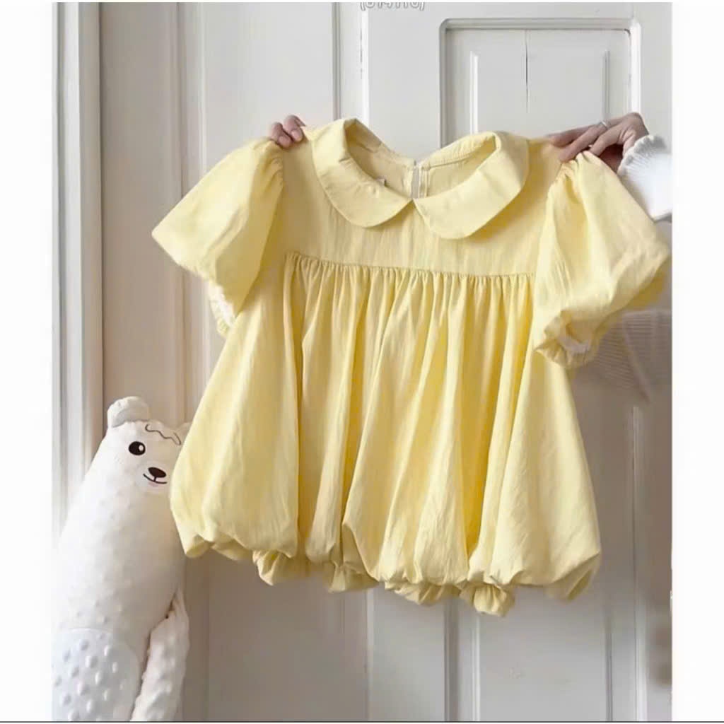 (ẢNH GUCAR) Áo babydoll gió su mềm cổ sen dáng bí tay bồng hàng loại 1