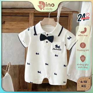 Body công tử đùi đính nơ bé trai 4-10Kg. Body liền thân đầy tháng, thôi nôi bé trai. Dino Kids