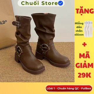 Giày boot nữ da PU tổng hợp dệt vải đế cao su êm ái nhẹ chân thuận tiện dễ mang
