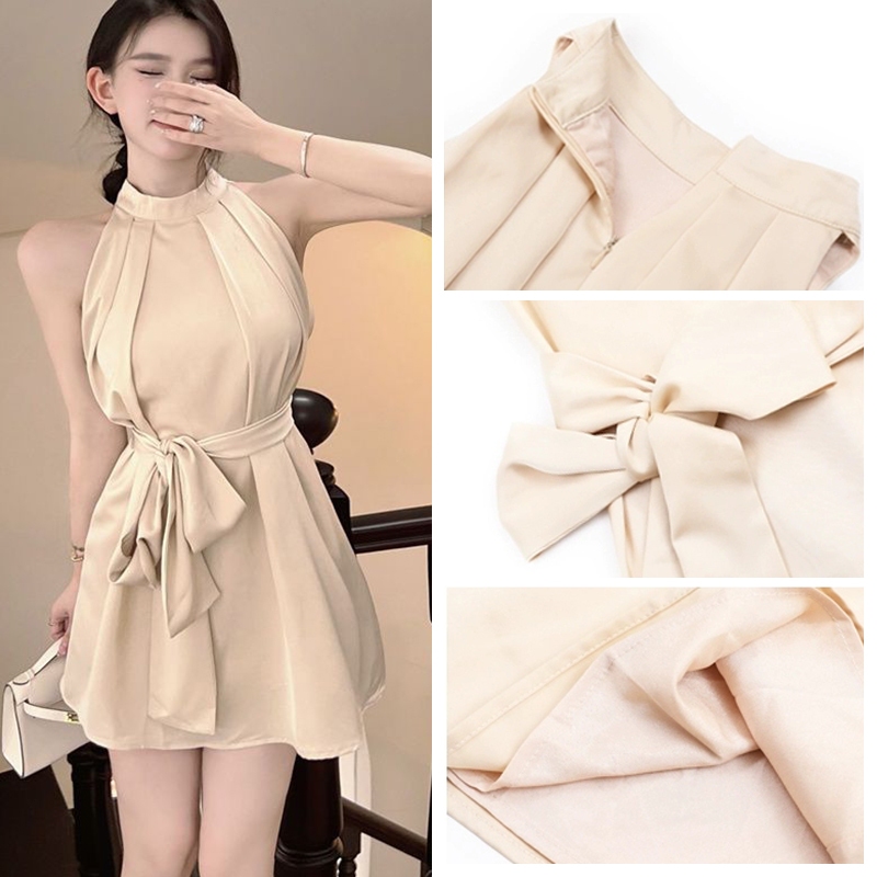 【dynamar】HÀNG CÓ SẴN-Đầm không tay cao cấp kiểu Pháp dành cho nữ, mùa hè, gợi cảm, thanh lịch, kiểu dáng ngắn
