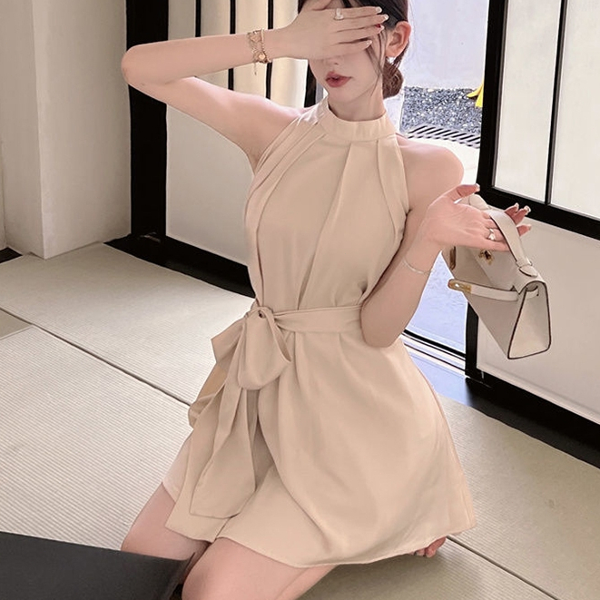 【dynamar】HÀNG CÓ SẴN-Đầm không tay cao cấp kiểu Pháp dành cho nữ, mùa hè, gợi cảm, thanh lịch, kiểu dáng ngắn