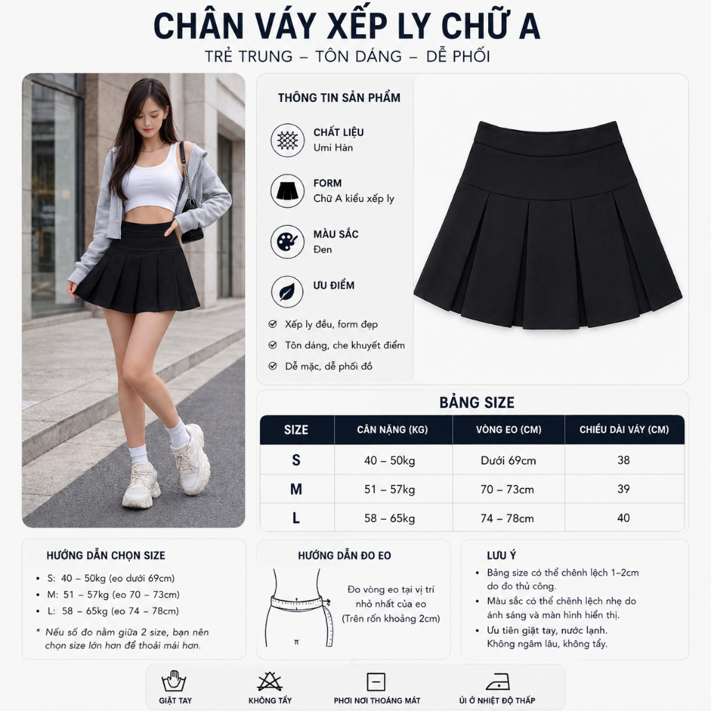 Chân Váy Xếp Ly Chữ A Nữ OHANLY – Váy Tennis Umi Hàn Cạp Cao Form Xòe Mặc Đi Chơi Phối Outfit