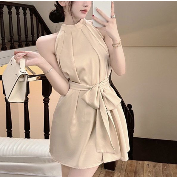 【dynamar】HÀNG CÓ SẴN-Đầm không tay cao cấp kiểu Pháp dành cho nữ, mùa hè, gợi cảm, thanh lịch, kiểu dáng ngắn