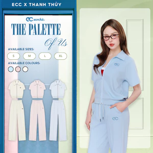 Set Bộ Dài Polo ECOCHIC Áo Khóa Kéo Logo Thêu Quần Ống Suông Cao cấp Chính Hãng B246