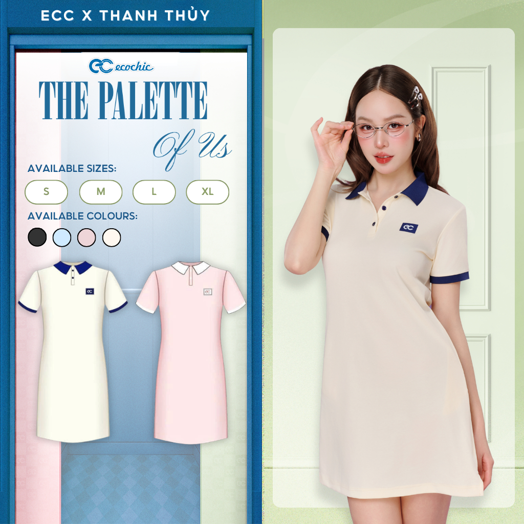 Váy Polo ECOCHIC Cổ Polo Phối Viền Tay Logo Chất Liệu Cao Cấp Chính Hãng B240