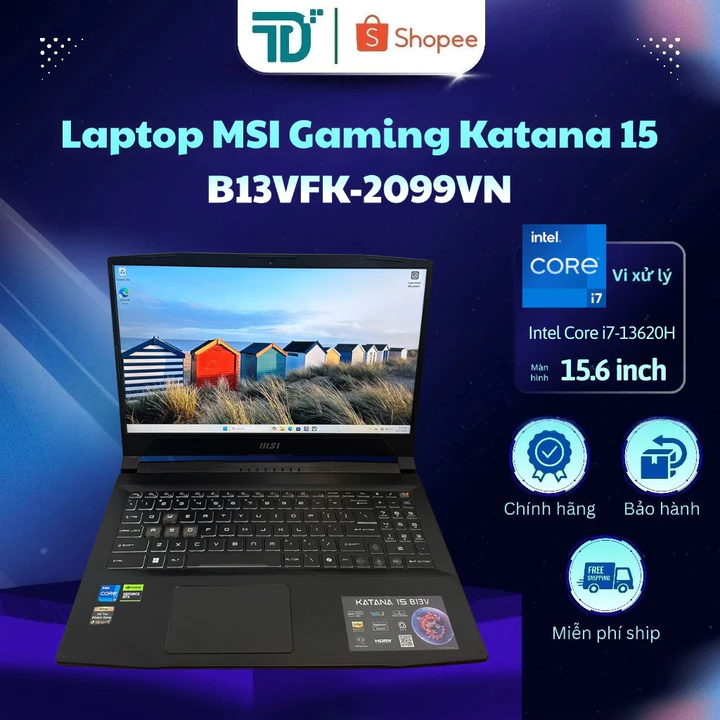 Laptop MSI Gaming Katana 15 B13VFK-2099VN i7 13620H/AI/32GB/1TB/15.6"FHD/RTX4060 8GB/W11 - Laptop 99%