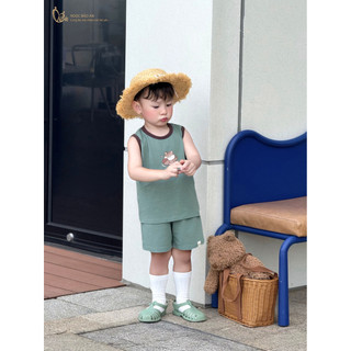 Ngọc Bảo An (1-2Y) Bộ quần áo sát nách thể thao cotton 4 chiều thoáng mát, thấm hút tốt hoạ tiết đáng yêu 10kg đến 15kg