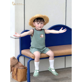 Ngọc Bảo An (1-2Y) Bộ quần áo sát nách thể thao cotton 4 chiều thoáng mát, thấm hút tốt hoạ tiết đáng yêu 10kg đến 15kg