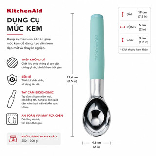 [Phân phối chính hãng] Muỗng múc kem KitchenAid cao cấp | Ice Cream Scoop inox | Tay cầm chống trượt