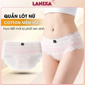 Quần lót nữ cotton kháng khuẩn mùi phối viền ren gợi cảm, Quần chip nữ cạp vừa tôn dáng LANIXA L6011