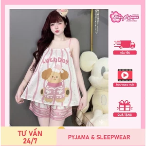 Đồ bộ ngủ dễ thương,bộ tiểu thư,đồ ngủ đẹp cho nữ,set đồ 2 dây thắt nơ lụa Latin mịn mát cute[16]