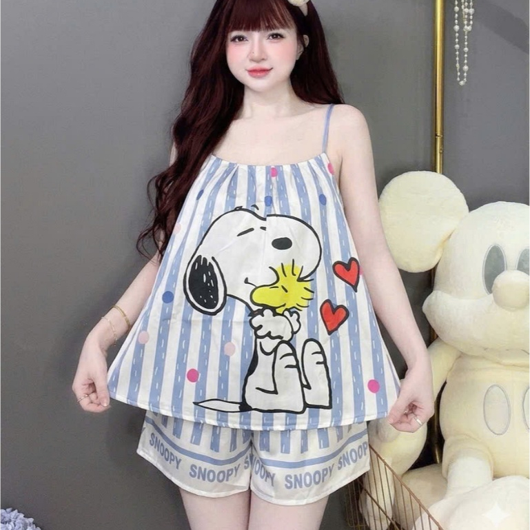 Đồ bộ ngủ dễ thương,bộ tiểu thư,đồ ngủ đẹp cho nữ,set đồ 2 dây thắt nơ lụa Latin mịn mát cute[16]