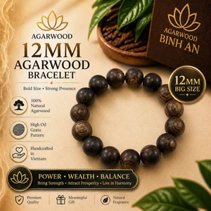 Vòng Trầm Hương 12 mm Nhiều Dầu Thơm Chìm - Gỗ Trầm Tự Nhiên Chế Tác Thủ Công Tinh Xảo - Quà Tặng Sang Trọng
