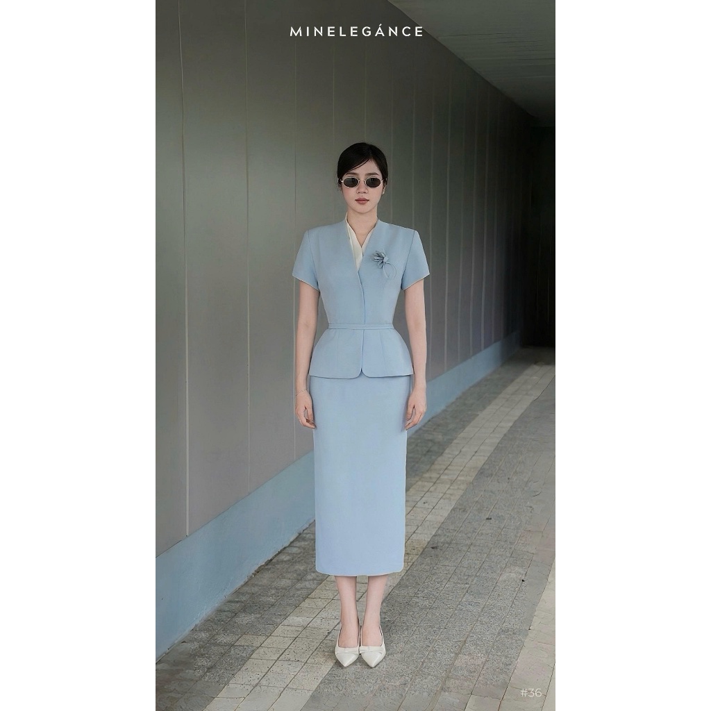 MINELEGÁNCE | SET ÁO VEST & CHÂN VÁY BÚT CHÌ THANH LỊCH, SANG TRỌNG - MIN36