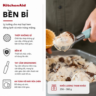 [Phân phối chính hãng] Muỗng múc kem KitchenAid cao cấp | Ice Cream Scoop inox | Tay cầm chống trượt