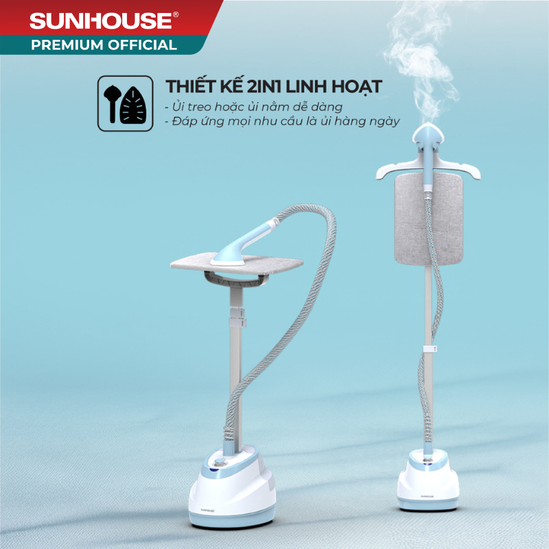 Bàn là hơi đứng Sunhouse SHD2109 - Thiết kế ủi treo - ủi nằm 2in1 đa năng, hơi phun cực mạnh 32g/phút