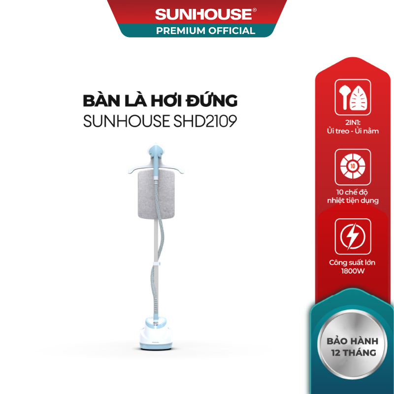 Bàn là hơi đứng Sunhouse SHD2109 - Thiết kế ủi treo - ủi nằm 2in1 đa năng, hơi phun cực mạnh 32g/phút
