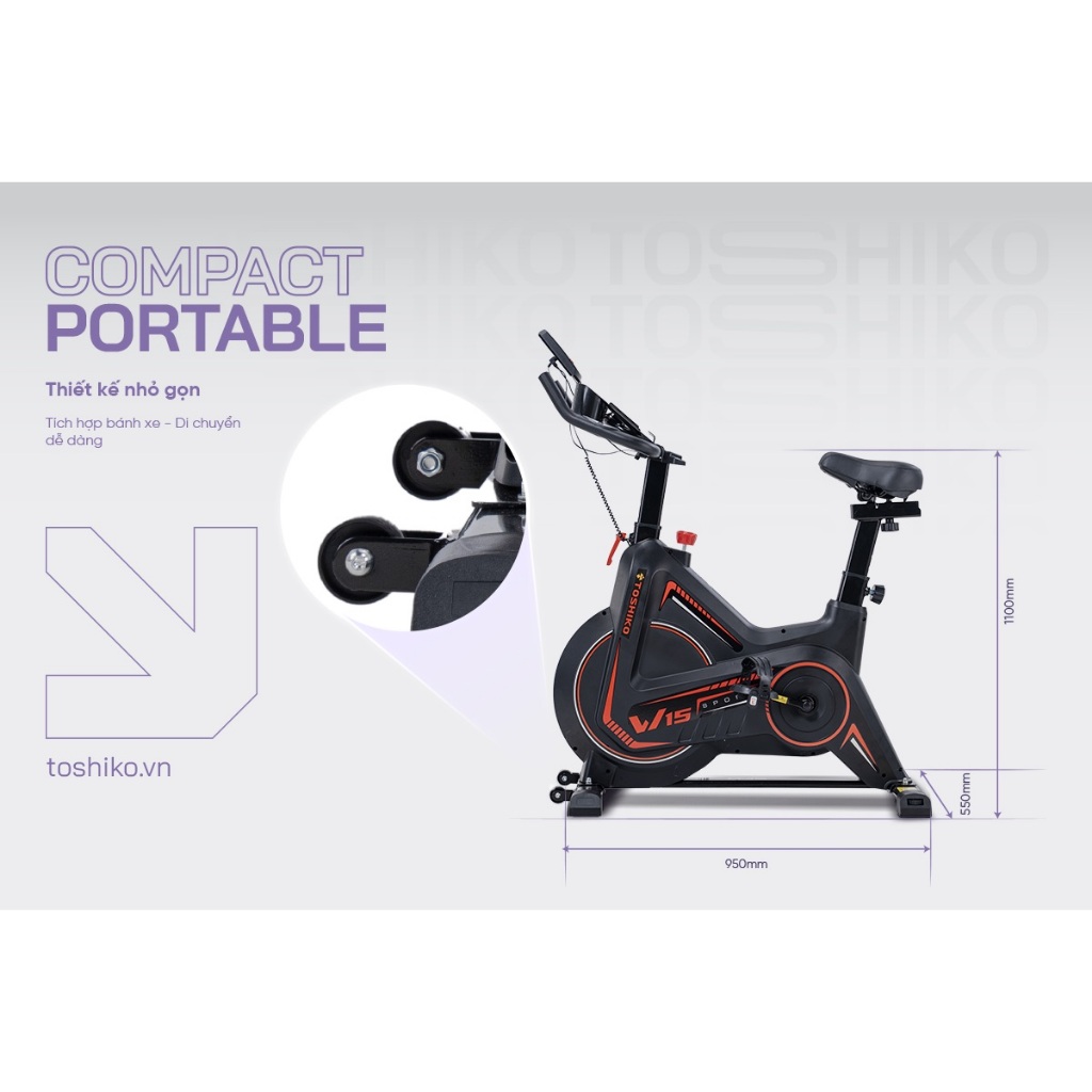 Xe đạp tập thể dục thể thao tại nhà TOSHIKO W15 sử dụng công nghệ kháng từ cao cấp Bảo hành 3 năm | BigBuy360 - bigbuy360.vn