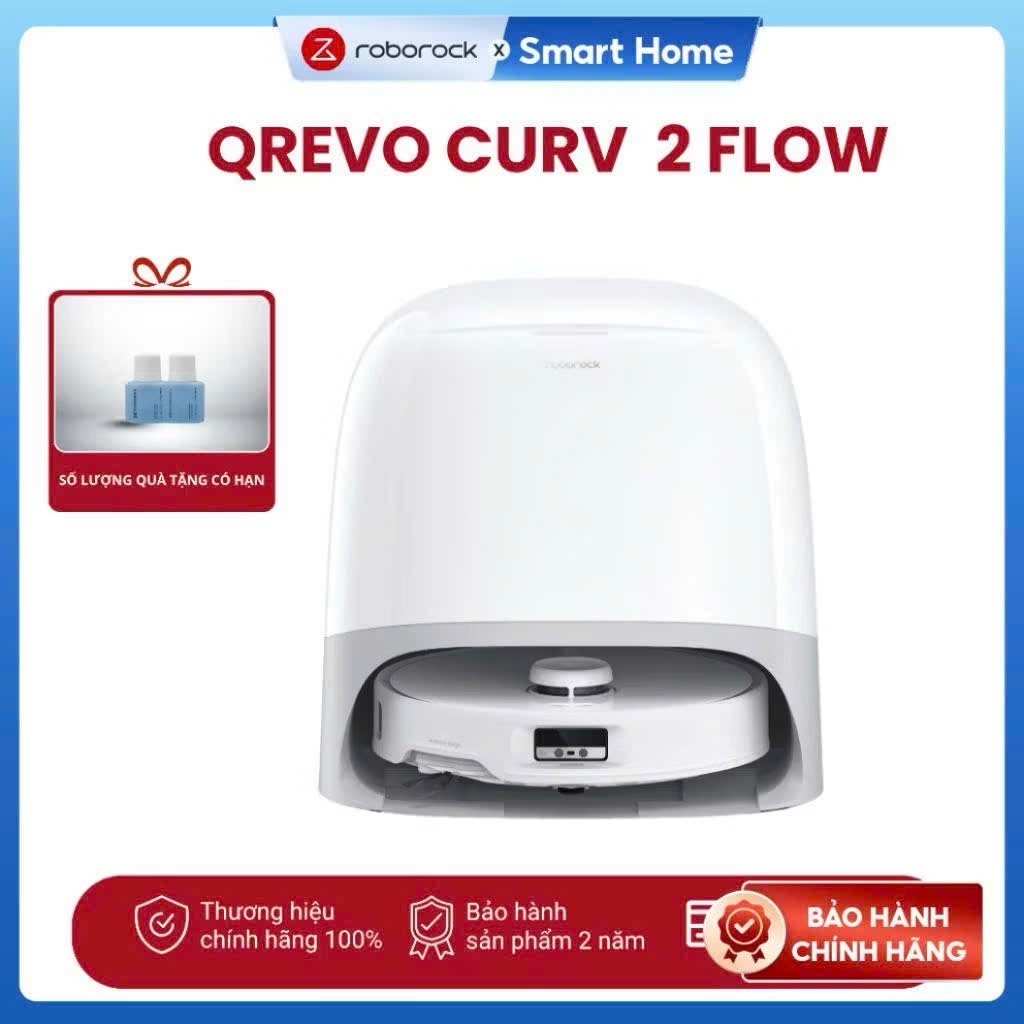 Robot hút bụi lau nhà Roborock Curv 2 Flow | Curv 2 Pro Lau nước nóng, Hàng Chính Hãng, Bản quốc tế