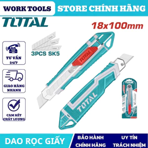Dao rọc giấy TOTAL, lưỡi sắc bén, khóa trượt an toàn, dùng cho giấy – thủ công – văn phòng DN2
