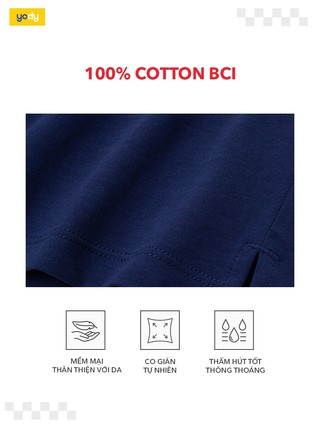 Áo polo trẻ em YODY Relax Dreamteam Cổ V Bo Kẻ TCPO26A004