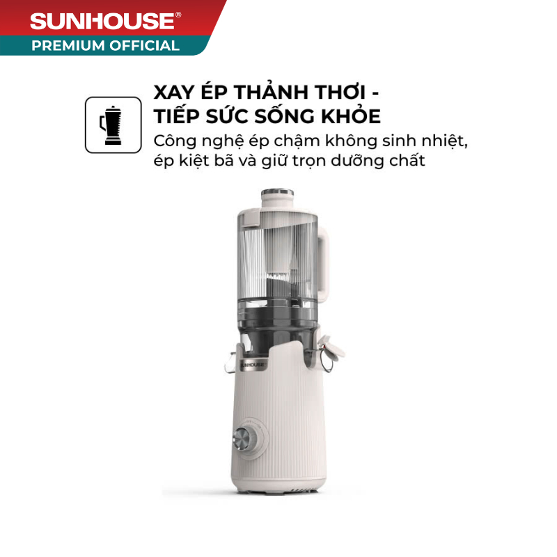 Máy ép chậm Sunhouse SHD5504 - Công nghệ ép chậm không sinh nhiệt (52 vòng/phút) giữ trọn dưỡng chất