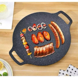 Chảo nướng đá không dầu size 34cm ,chảo nướng thịt BBQ chống dính dùng được cho mọi loại bếp, chất liệu cao cấp
