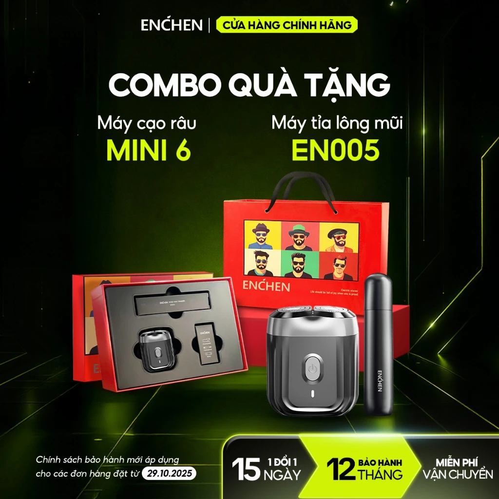 Set quà tặng máy cạo râu Enchen Mini6 và máy tỉa lông mũi EN005