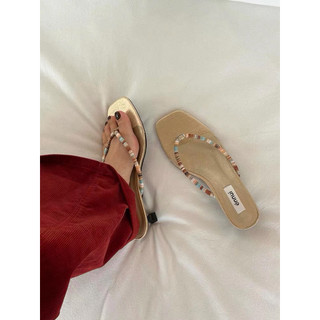Dép kẹp mũi vuông Énnui Beaded Flip Flops - 2cm (fullbox) Chính Hãng Brand