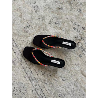 Dép kẹp mũi vuông Énnui Beaded Flip Flops - 2cm (fullbox) Chính Hãng Brand