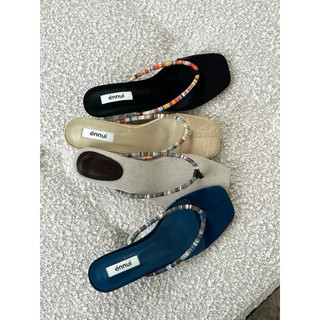Dép kẹp mũi vuông Énnui Beaded Flip Flops - 2cm (fullbox) Chính Hãng Brand