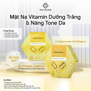 Mặt Nạ Dưỡng Trắng Da PETIT COCHON Vitamin Complex Whitening 30ml - Skinora Beauty