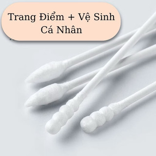 Hộp 200 bông tăm ngoáy tai, thấm nước cao, an toàn, mềm mịn, trang điểm, 2 đầu bông