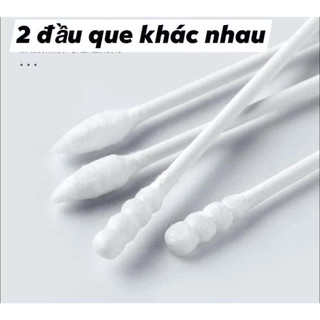 Hộp 200 bông tăm ngoáy tai, thấm nước cao, an toàn, mềm mịn, trang điểm, 2 đầu bông