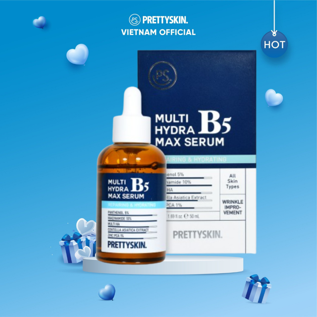 (Livestream) (Tặng 5 sample kem dưỡng) Tinh chất giúp cấp ẩm phục hồi max B5 Prettyskin 50ml