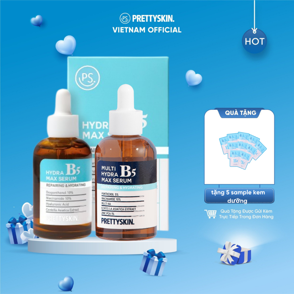 (Livestream) (Tặng 5 sample kem dưỡng) Tinh chất giúp cấp ẩm phục hồi max B5 Prettyskin 50ml