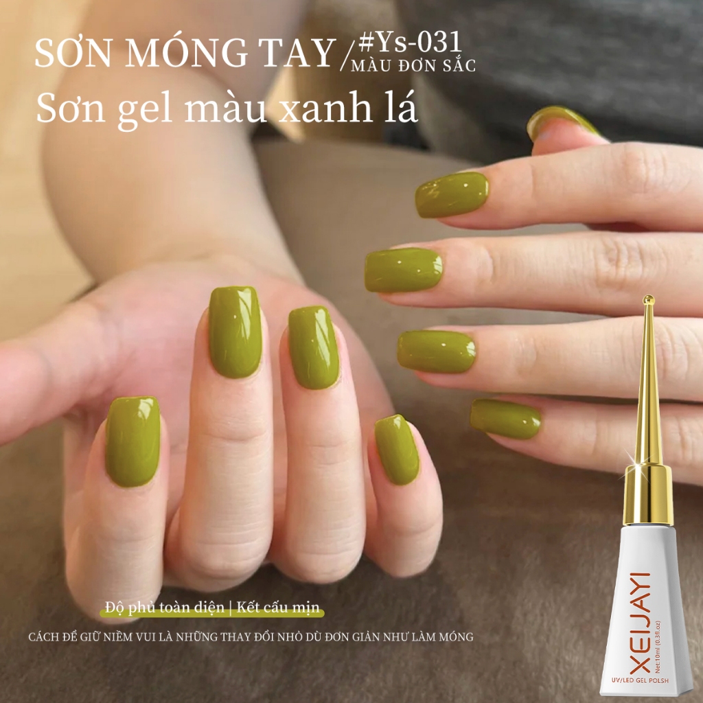 XEIJAYI 10ml - Sơn móng tay dạng gel màu xanh lá cây thời trang, màu sắc bền lâu, hoàn hảo cho mùa xuân.